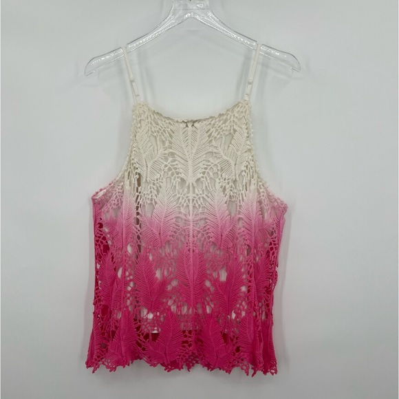 Cato pink dip dye crochet lace overlay spaghetti strap cami top - Picture 3 of 8